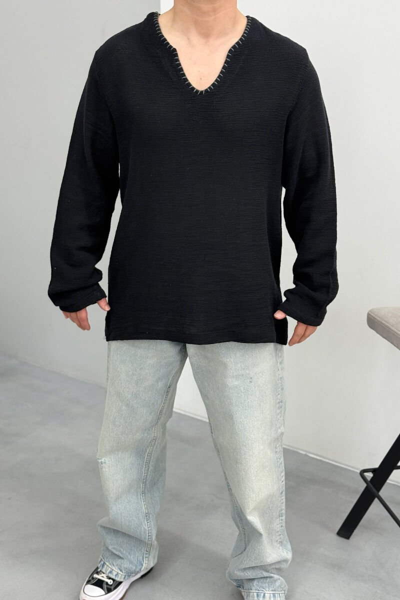ONE COLOR SIMPLE MEN SHIRT BLACK/ E ZEZE - 3