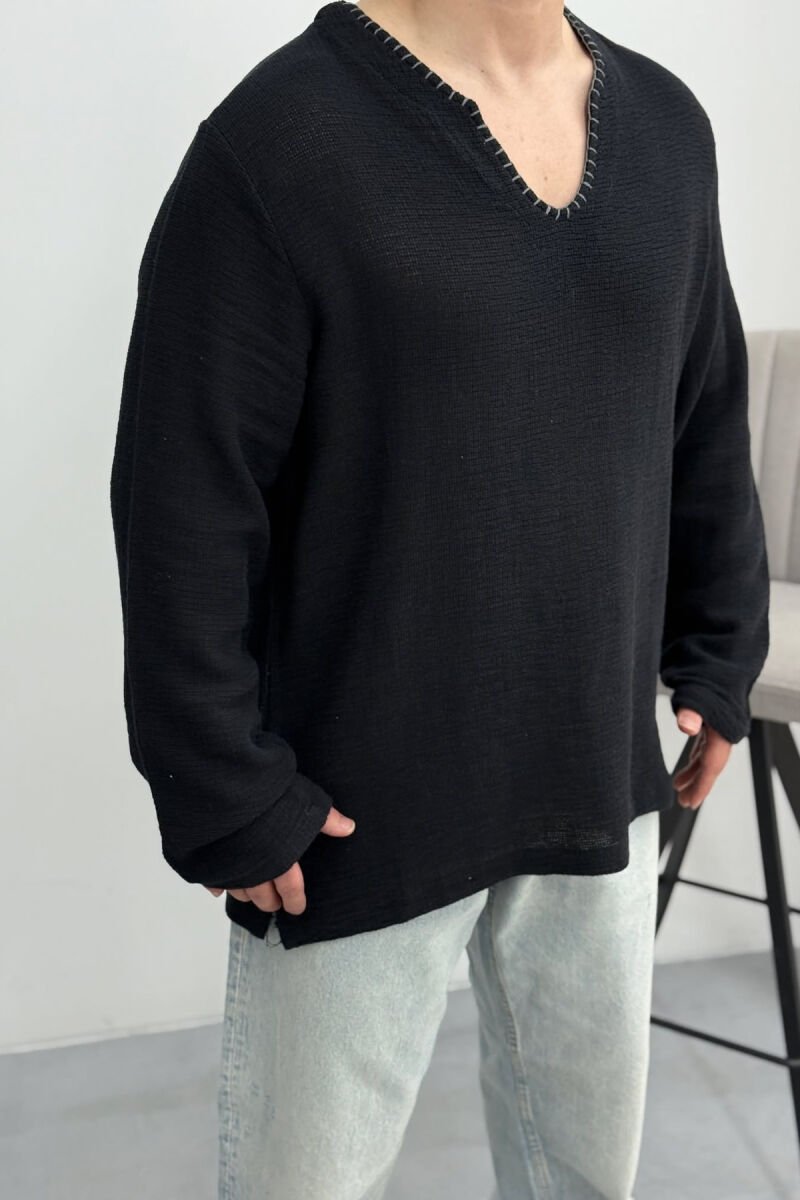 ONE COLOR SIMPLE MEN SHIRT BLACK/ E ZEZE - 4