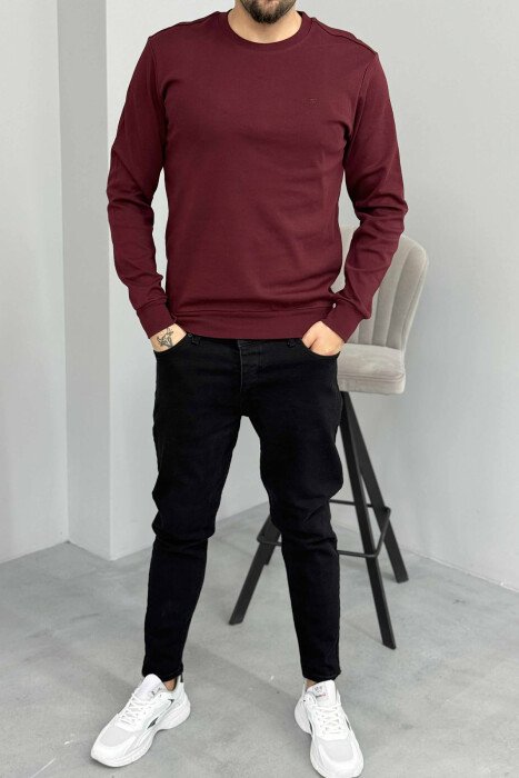 ONE COLOR SIMPLE MEN SWEATSHIRT BURGUNDY/VISHNJE 