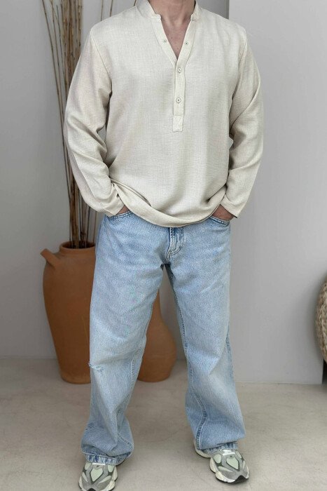 ONE COLOR SIMPLE MEN SHIRT CREAM/KREM 