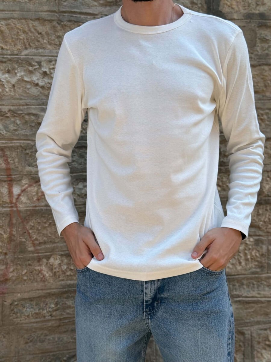 ONE COLOR SIMPLE MEN SWEATSHIRT CREAM/KREM - 2
