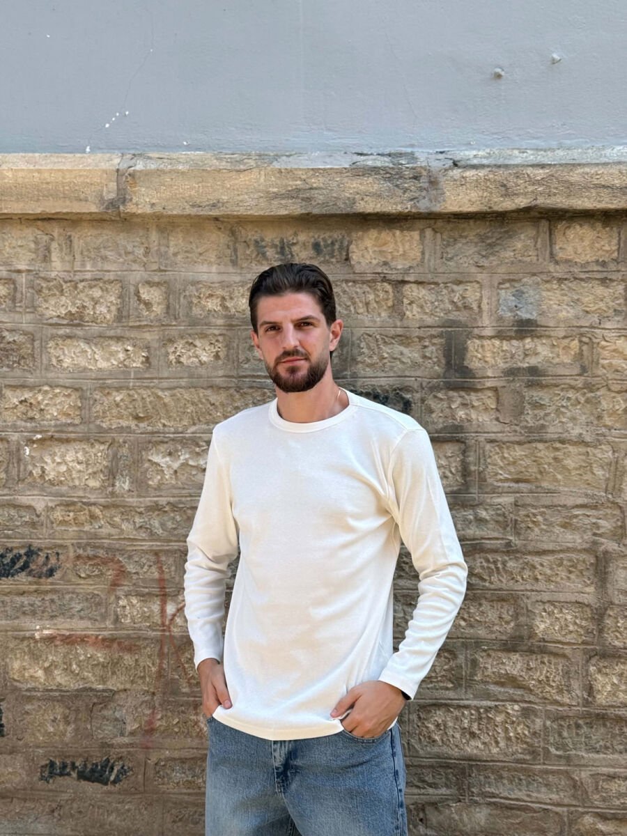 ONE COLOR SIMPLE MEN SWEATSHIRT CREAM/KREM - 3