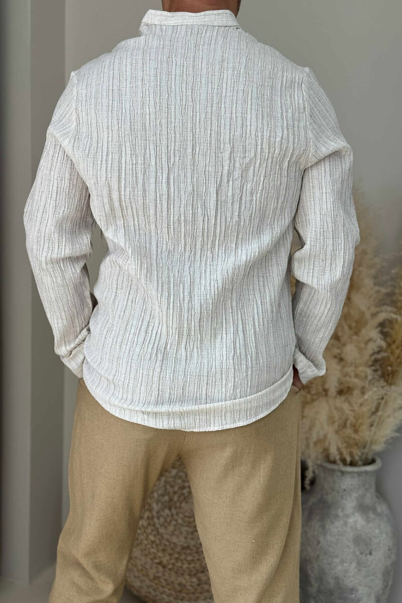 ONE COLOR SIMPLE MEN SHIRT CREAM/KREM - 2