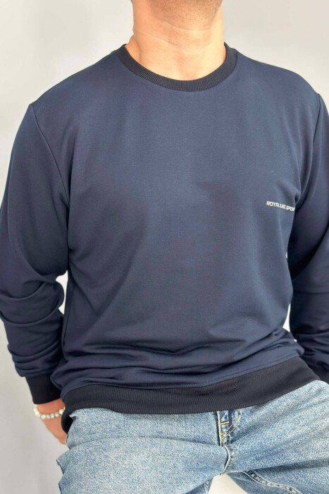 BLUZË E THJESHTË NJË NGJYRËSHE PËR MESHKUJ NË NGJYRËN BLU TË ERRËT - KLAUDIO FASHION