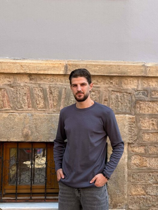 ONE COLOR SIMPLE MEN SWEATSHIRT DARK GREY/GEE 