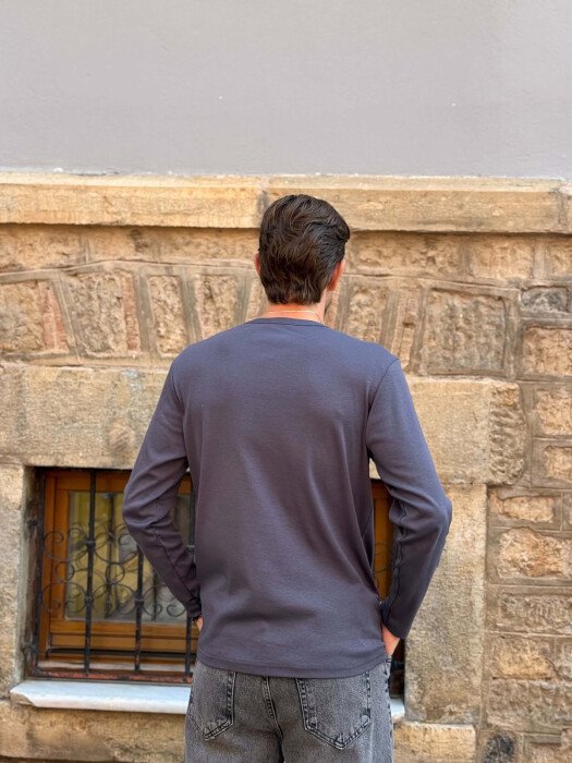 ONE COLOR SIMPLE MEN SWEATSHIRT DARK GREY/GEE - 4