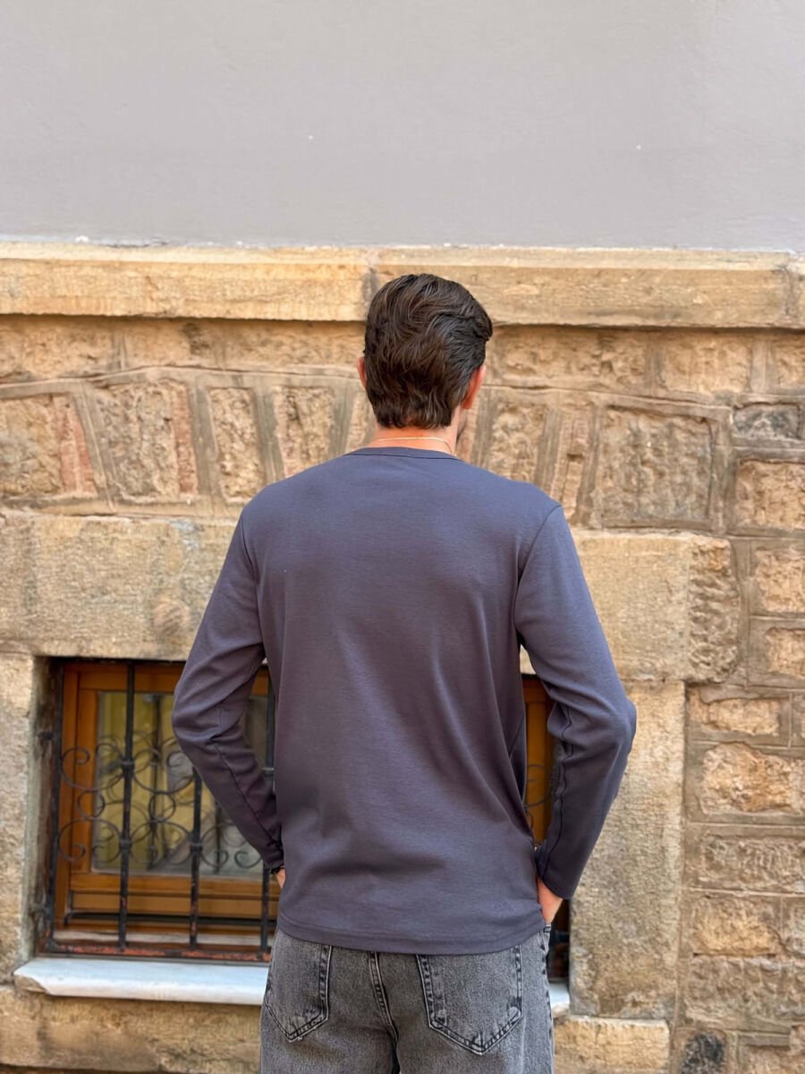 ONE COLOR SIMPLE MEN SWEATSHIRT DARK GREY/GEE - 4
