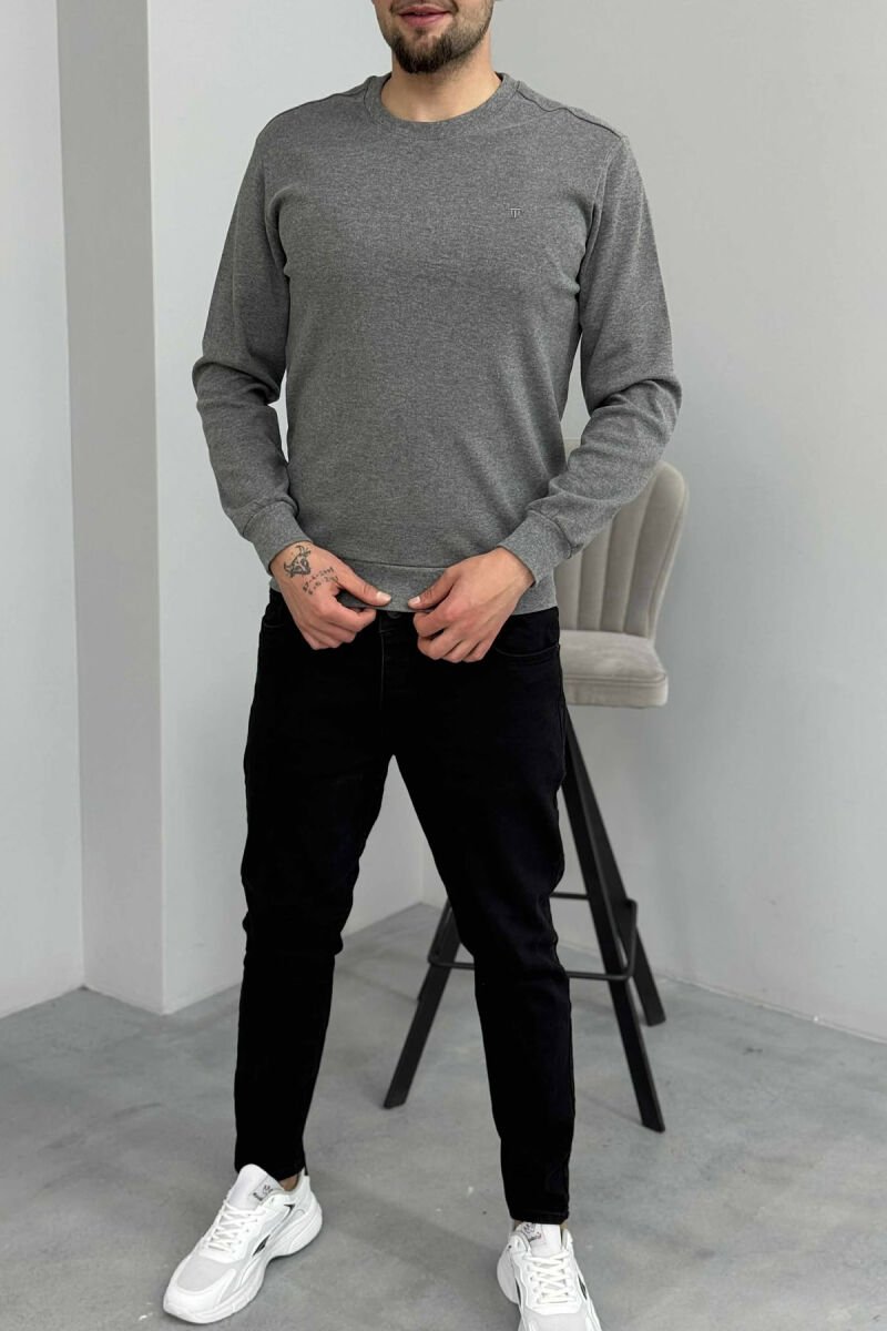 ONE COLOR SIMPLE MEN SWEATSHIRT GREY/GRI - 1