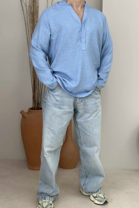 ONE COLOR SIMPLE MEN SHIRT LIGHTBLUE/BZ 