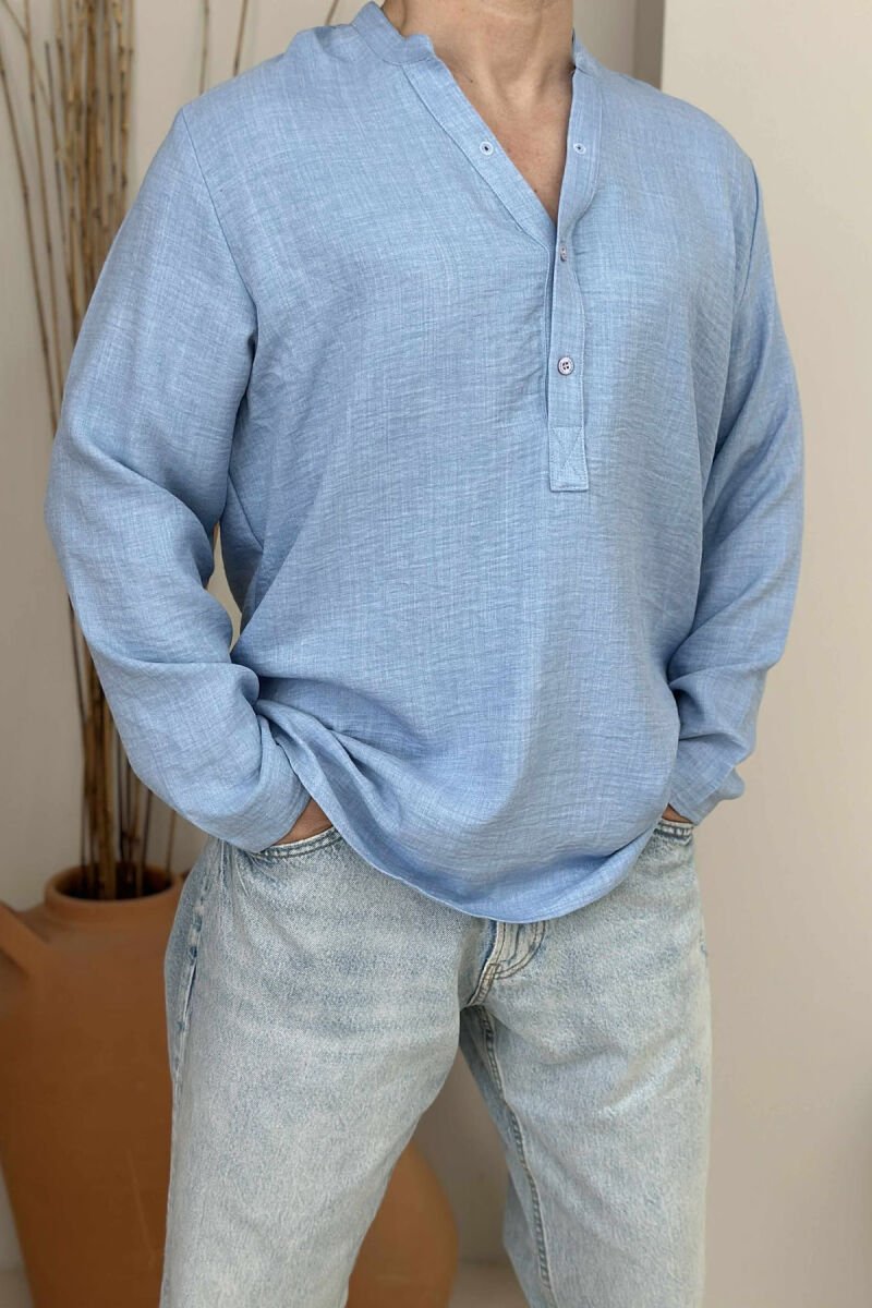 ONE COLOR SIMPLE MEN SHIRT LIGHTBLUE/BZ - 2