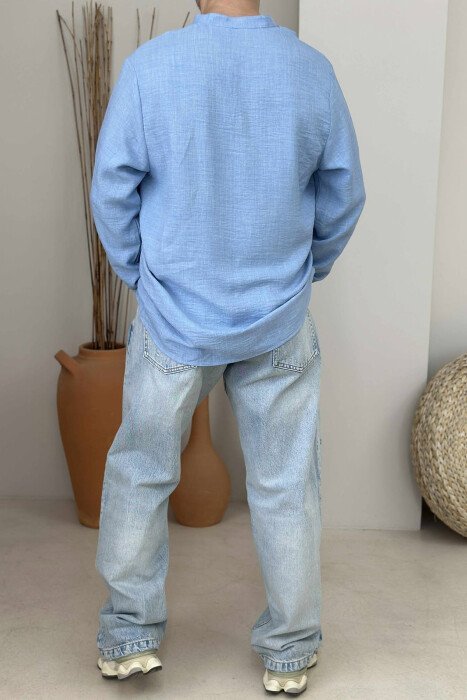 ONE COLOR SIMPLE MEN SHIRT LIGHTBLUE/BZ - 3