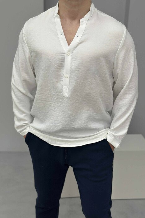 ONE COLOR SIMPLE MEN SHIRT WHITE-E BARDHE - 2