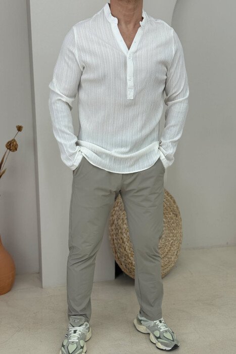 ONE COLOR SIMPLE MEN SHIRT WHITE-E BARDHE 