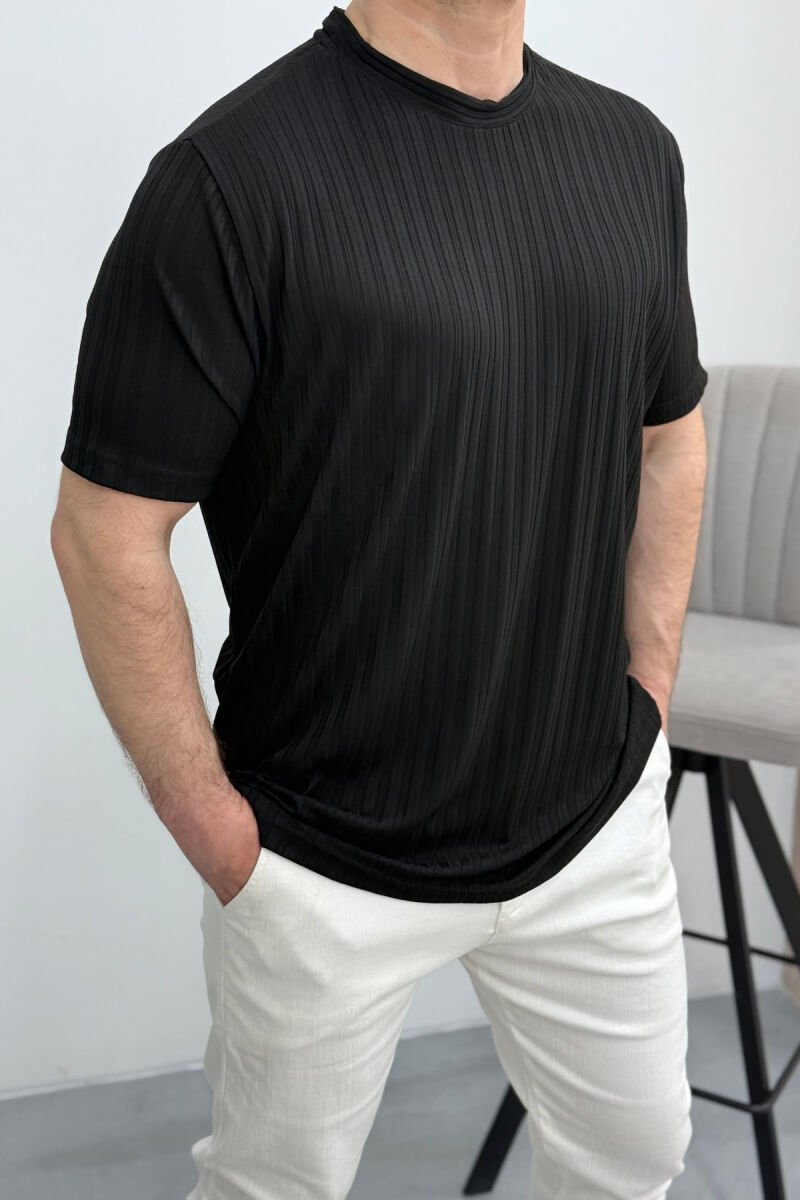 ONE COLOR SIMPLE MEN T-SHIRT BLACK/ E ZEZE - 4