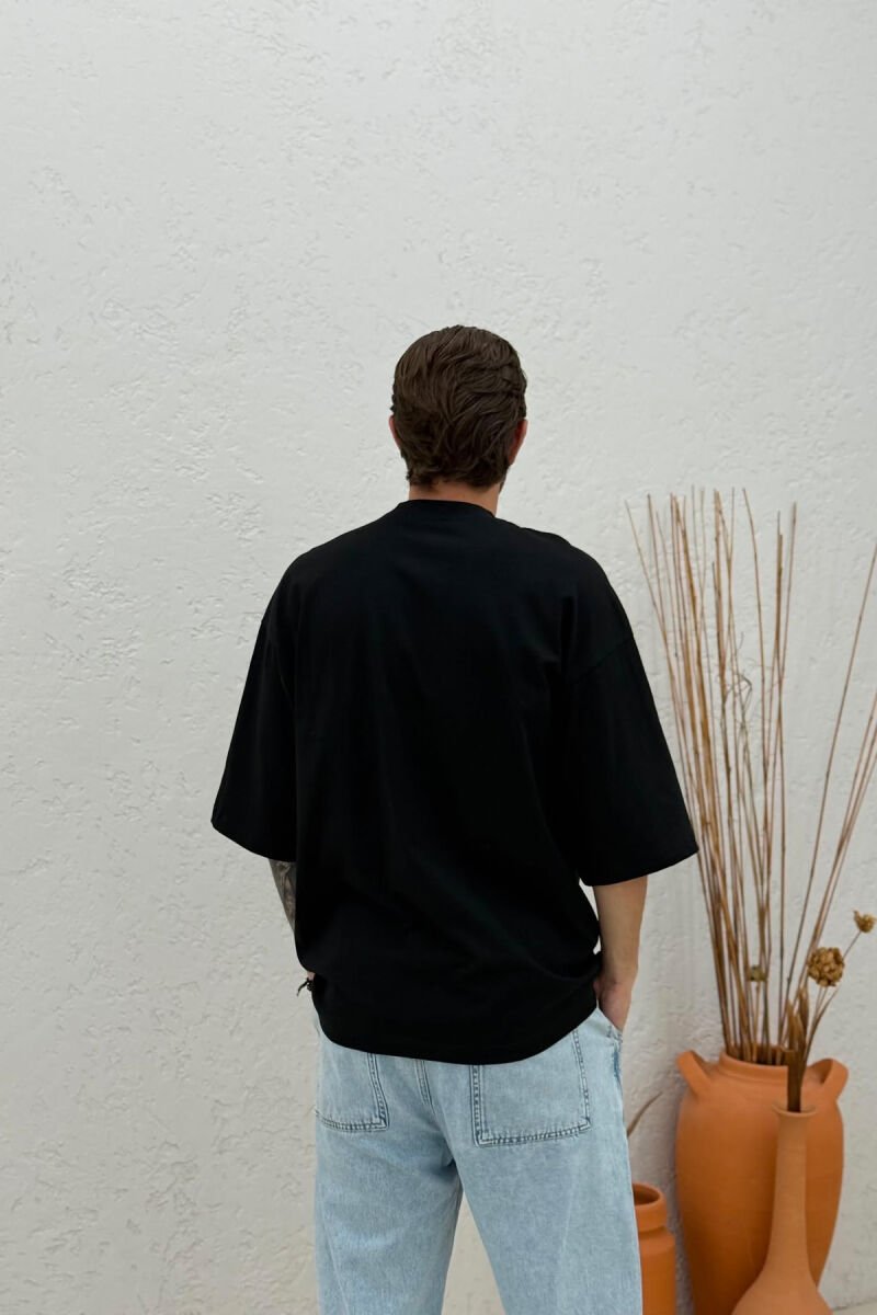 ONE COLOR SIMPLE MEN T-SHIRT BLACK/ E ZEZE - 4
