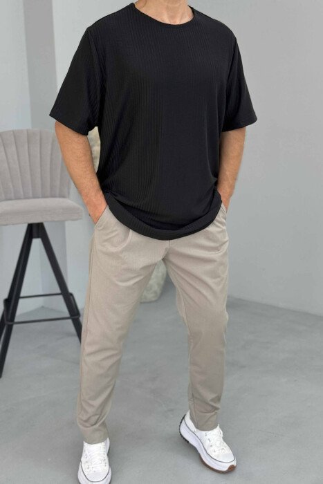 ONE COLOR SIMPLE MEN T-SHIRT BLACK/ E ZEZE - KLAUDIO FASHION