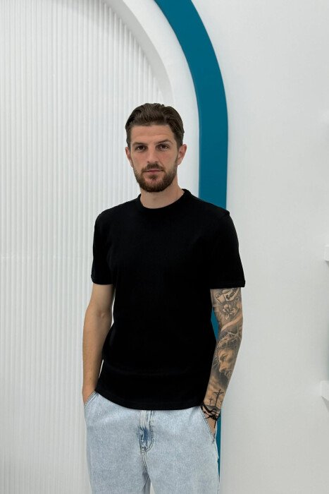 ONE COLOR SIMPLE MEN T-SHIRT BLACK/ E ZEZE - KLAUDIO FASHION