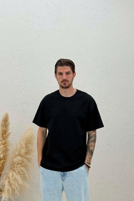 ONE COLOR SIMPLE MEN T-SHIRT BLACK/ E ZEZE - KLAUDIO FASHION