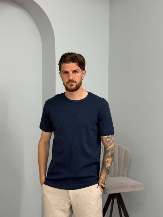 ONE COLOR SIMPLE MEN T-SHIRT BLUE/BLU - KLAUDIO FASHION