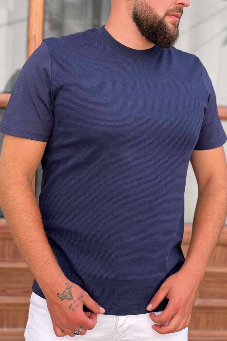 T-SHIRT NJË NGJYRËSHE PËR MESHKUJ NË NGJYRË BLU - KLAUDIO FASHION