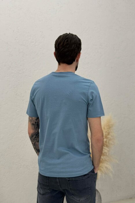 ONE COLOR SIMPLE MEN T-SHIRT BLUE/BLU - 2