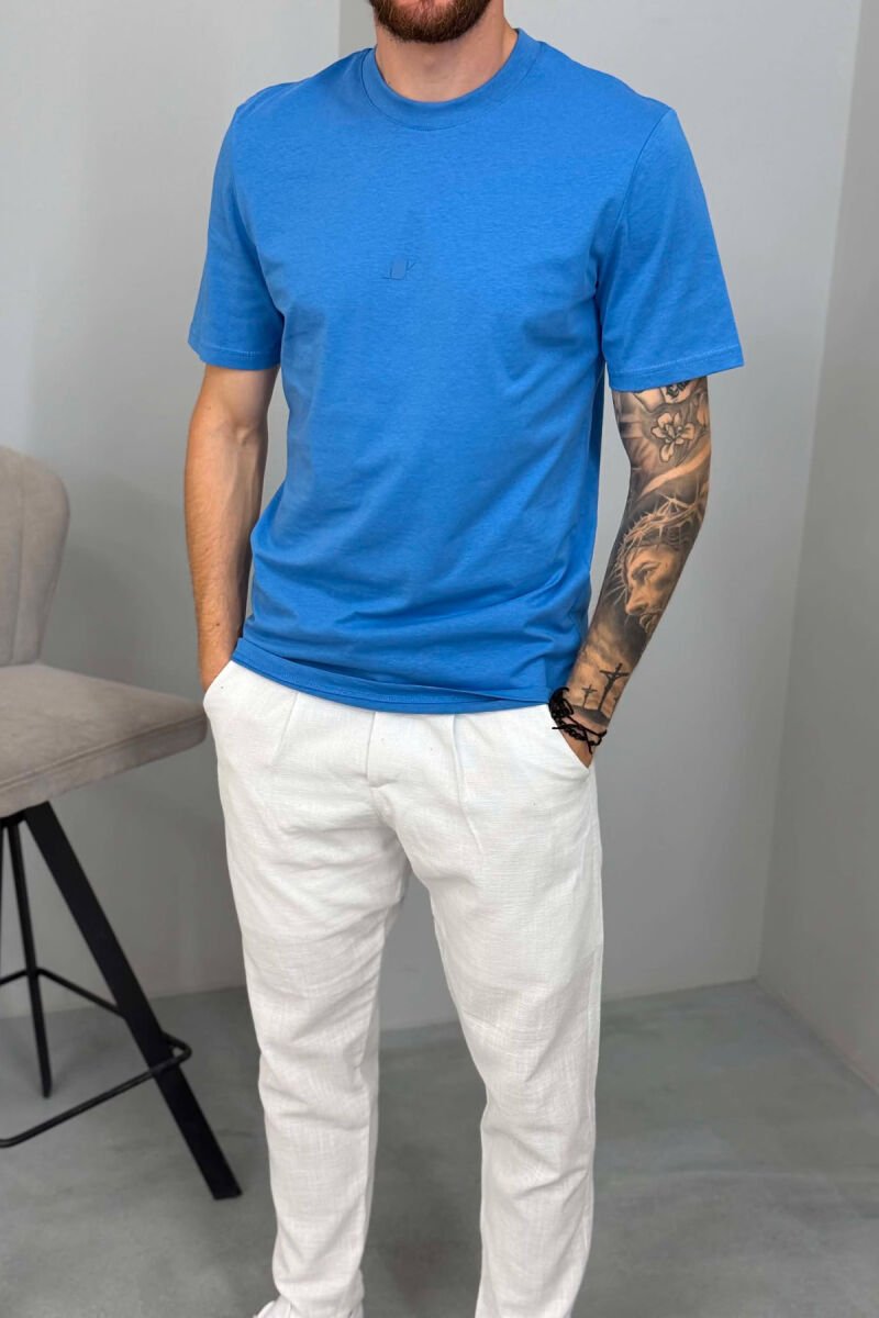 ONE COLOR SIMPLE MEN T -SHIRT BLUE/BLU - 4