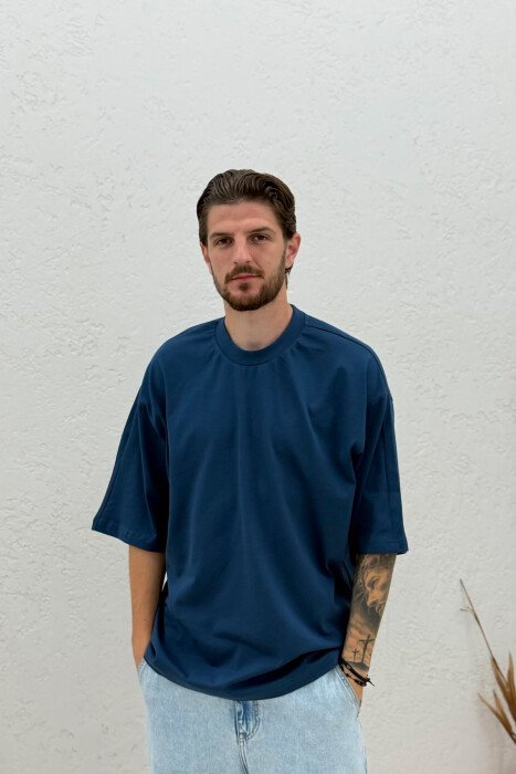 ONE COLOR SIMPLE MEN T-SHIRT BLUE/BLU - 1