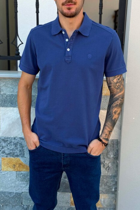 ONE COLOR SIMPLE MEN T-SHIRT BLUE/BLU - 2