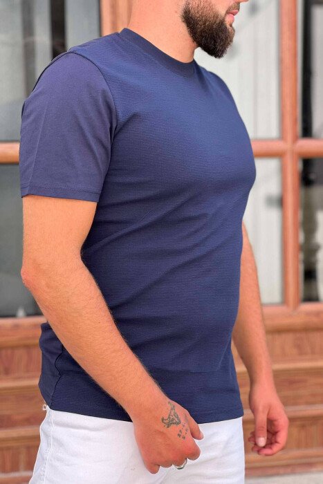 ONE COLOR SIMPLE MEN T-SHIRT BLUE/BLU - 2