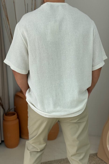 ONE COLOR SIMPLE MEN T-SHIRT CREAM/KREM - 3