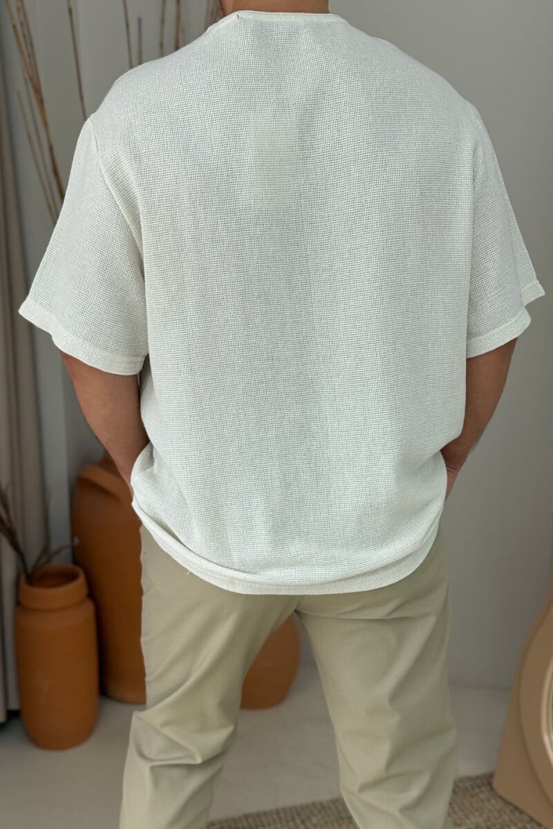 ONE COLOR SIMPLE MEN T-SHIRT CREAM/KREM - 3
