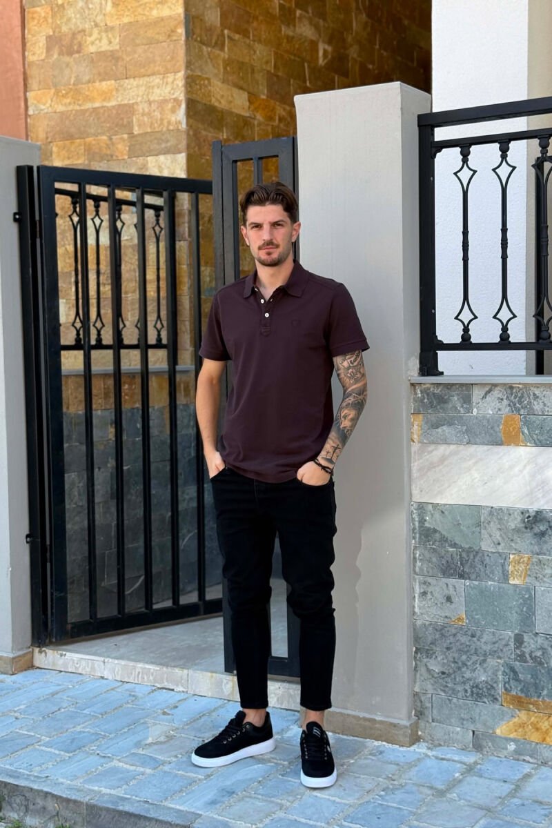 ONE COLOR SIMPLE MEN T-SHIRT DARK BROWN/KAE - 4