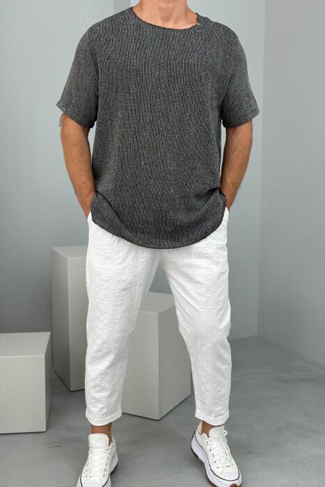 ONE COLOR SIMPLE MEN T-SHIRT DARK GREY/GEE 