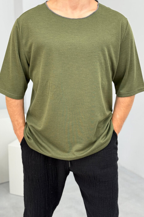 ONE COLOR SIMPLE MEN T-SHIRT GREEN/JESHILE - 2