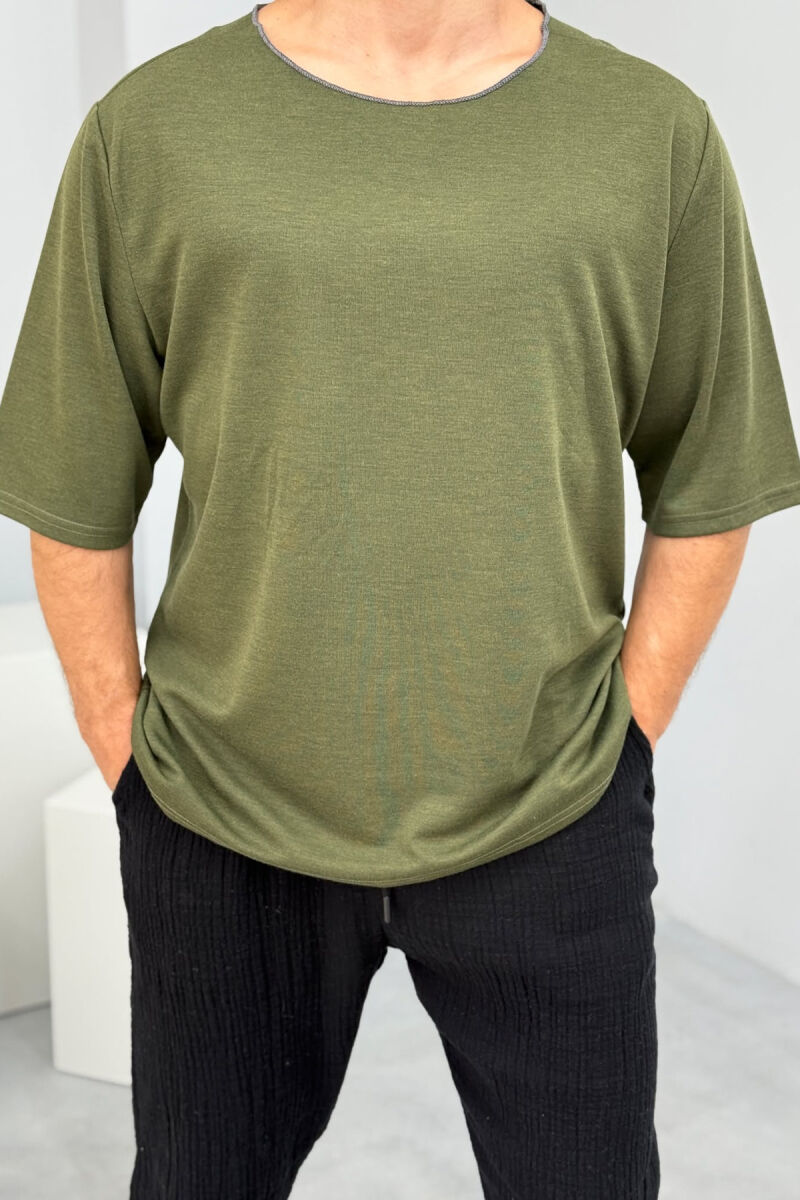 ONE COLOR SIMPLE MEN T-SHIRT GREEN/JESHILE - 2