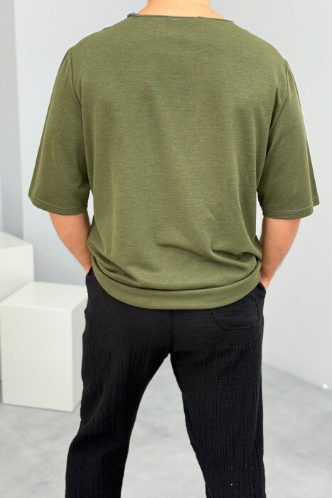 ONE COLOR SIMPLE MEN T-SHIRT GREEN/JESHILE - 3