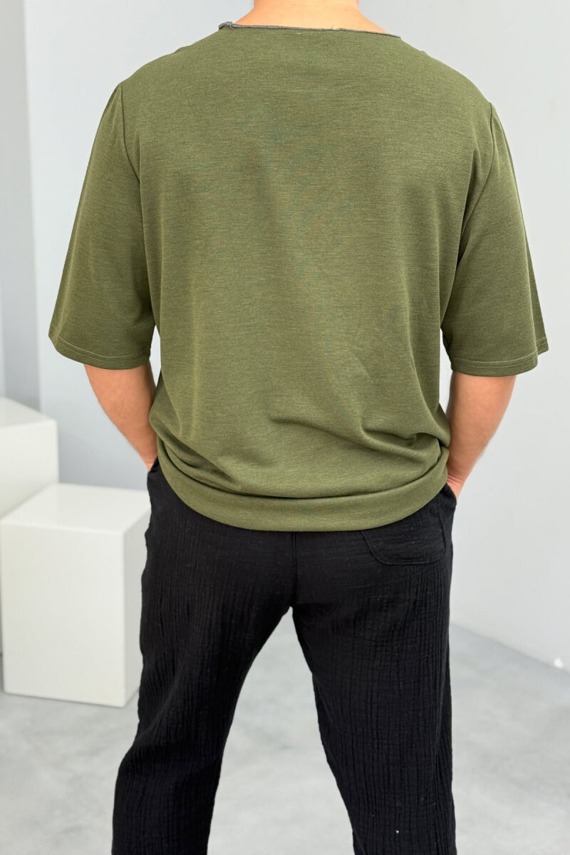 ONE COLOR SIMPLE MEN T-SHIRT GREEN/JESHILE - 3