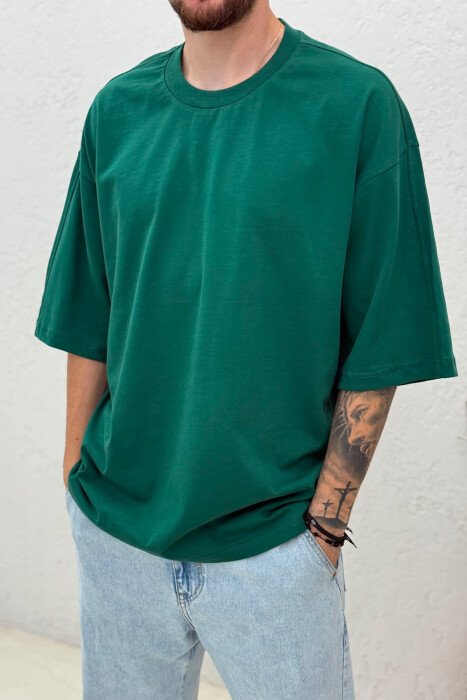 ONE COLOR SIMPLE MEN T-SHIRT GREEN/JESHILE - 2