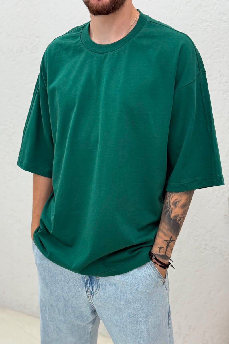 ONE COLOR SIMPLE MEN T-SHIRT GREEN/JESHILE - 2