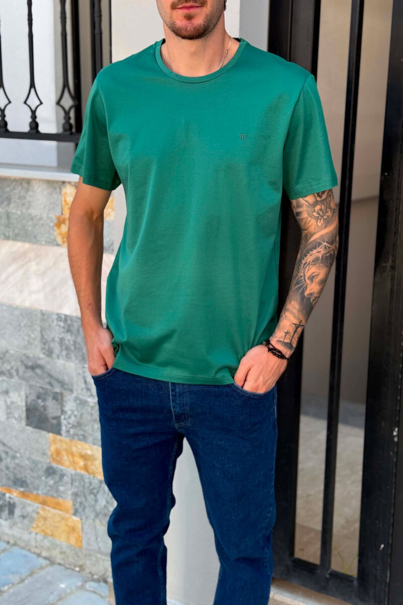 ONE COLOR SIMPLE MEN T-SHIRT GREEN/JESHILE - 2