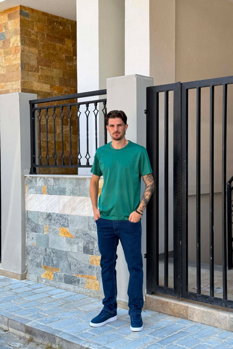 ONE COLOR SIMPLE MEN T-SHIRT GREEN/JESHILE - 4