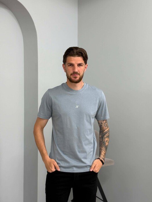 ONE COLOR SIMPLE MEN T -SHIRT GREY/GRI - KLAUDIO FASHION