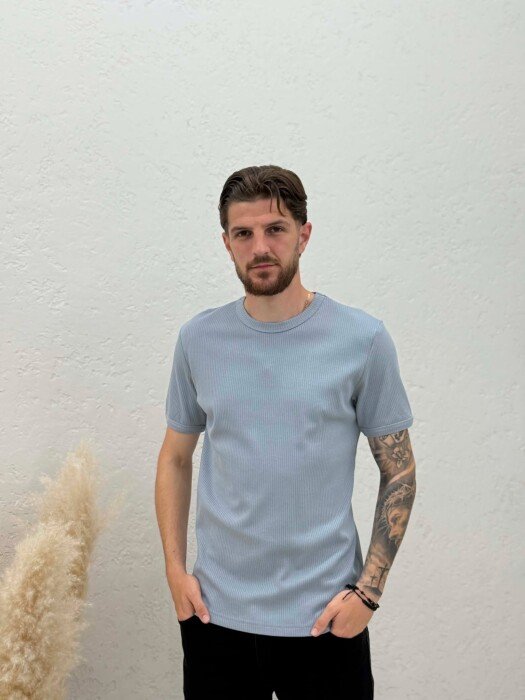 ONE COLOR SIMPLE MEN T-SHIRT GREY/GRI - KLAUDIO FASHION