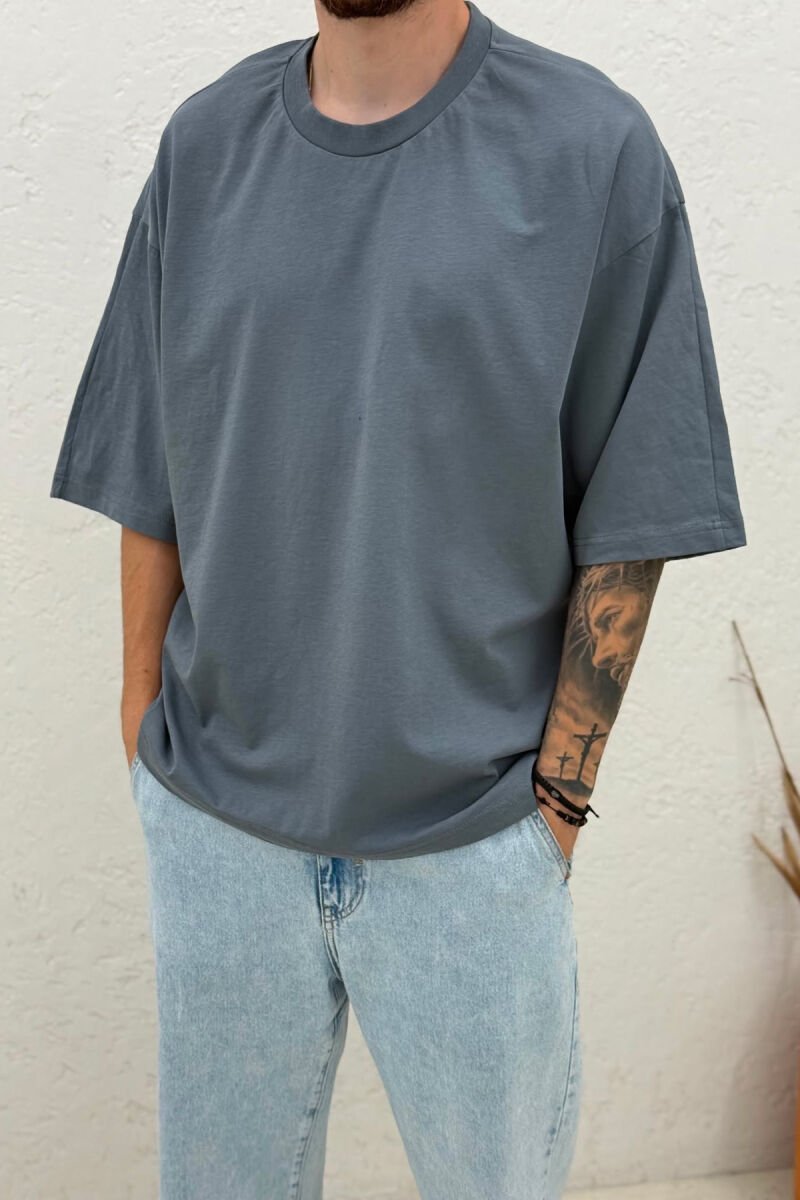 ONE COLOR SIMPLE MEN T-SHIRT GREY/GRI - 2