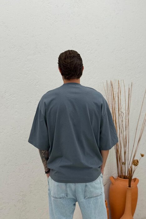 ONE COLOR SIMPLE MEN T-SHIRT GREY/GRI - 4