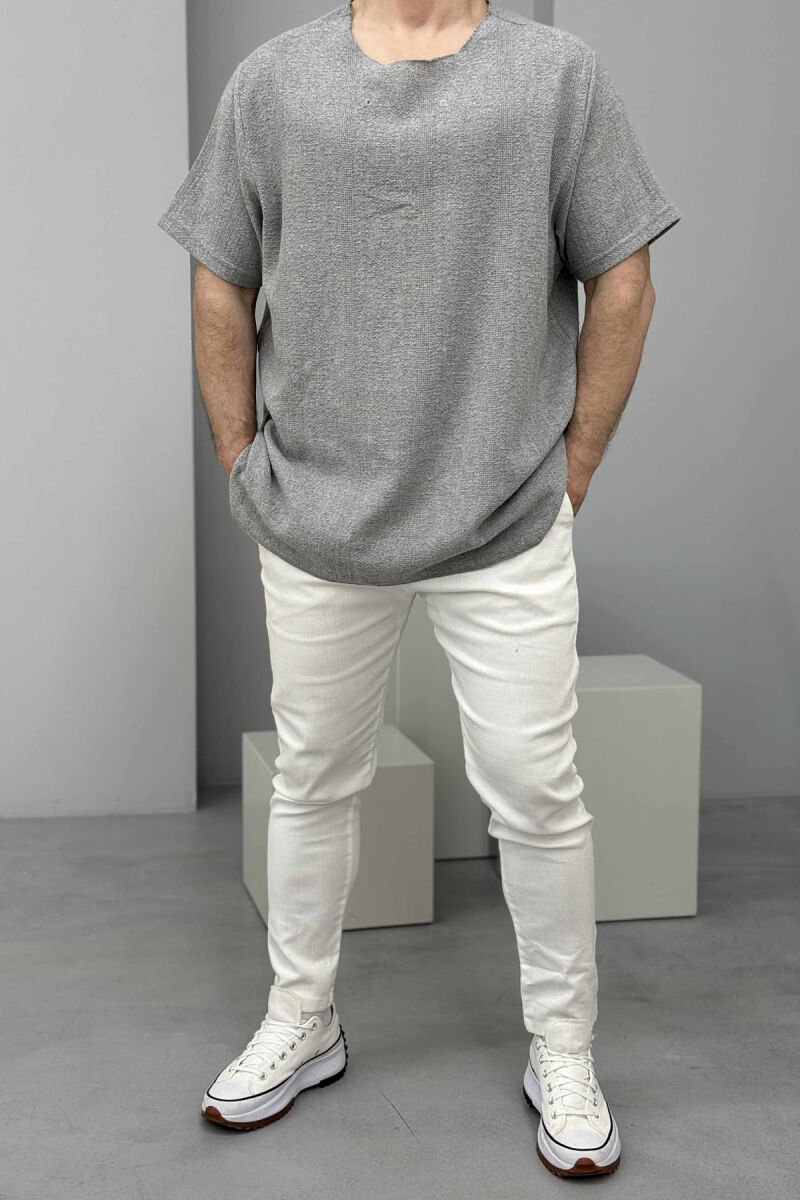 ONE COLOR SIMPLE MEN T-SHIRT LIGHT GREY/GZ - 1