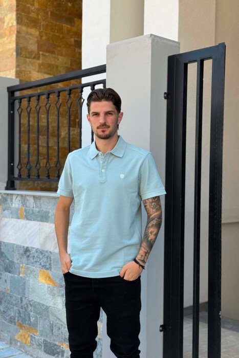 ONE COLOR SIMPLE MEN T-SHIRT LIGHT MINT - KLAUDIO FASHION