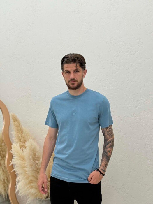 ONE COLOR SIMPLE MEN T -SHIRT LIGHTBLUE/BZ 