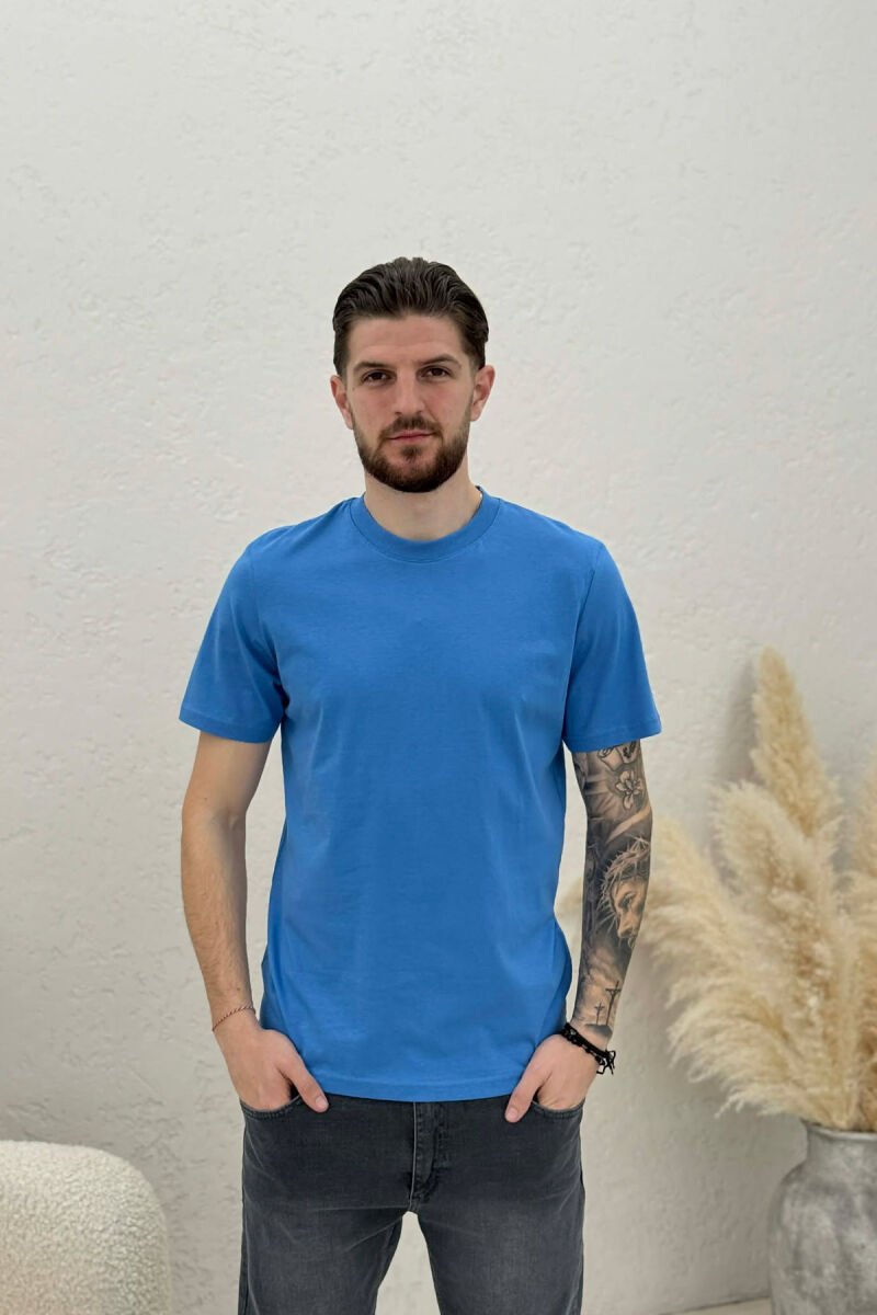 ONE COLOR SIMPLE MEN T-SHIRT LIGHTBLUE/BZ - 1