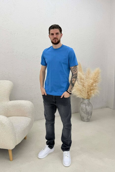 ONE COLOR SIMPLE MEN T-SHIRT LIGHTBLUE/BZ - 3